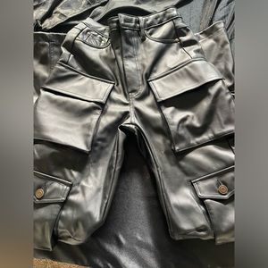 Leather cargo pants